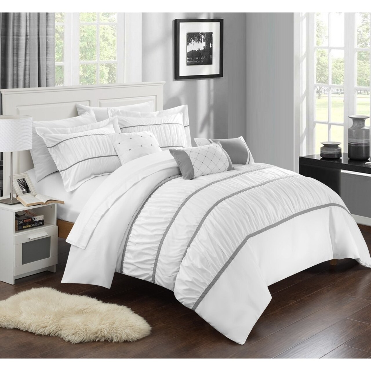 Chic Home 10-Piece Aero Pleated and Ruffled Bed in a Bag Comforter and Sheet Set